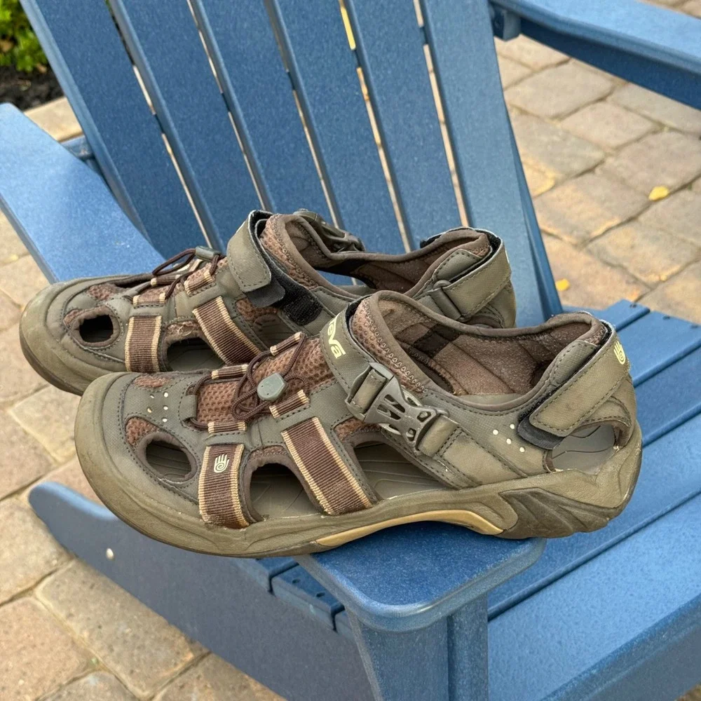 Teva Dozer Mens 12 Hiking Sandals Olive Brown Closed Toe Water Shoes F27012L